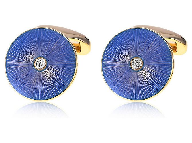 Faberge Abotoaduras Fabergé em ouro com diamantes e esmalte