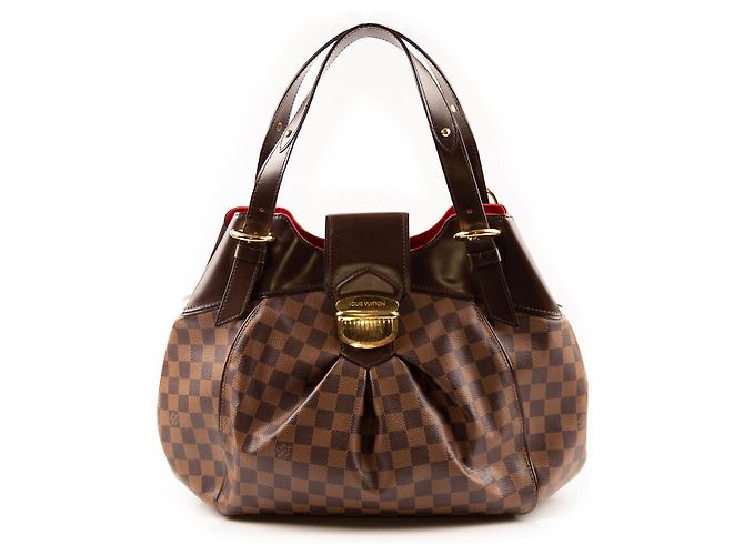 Sistina Bolsa Louis Vuitton em canvas Damier Ebene Marrom