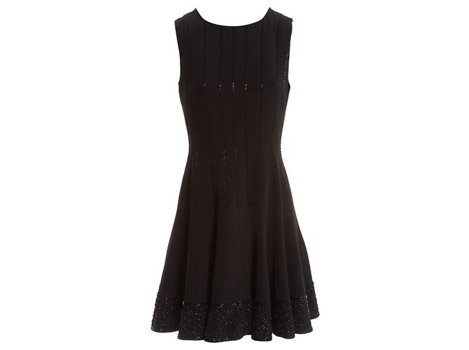 Diane Von Furstenberg Schwarzes Cocktailkleid aus Baumwolle mit Perlen