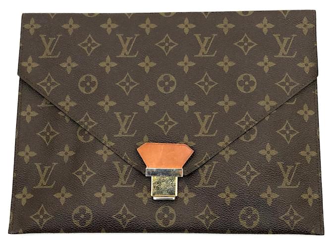 Pochette vintage Louis Vuitton in tela monogram marrone  ref.454605