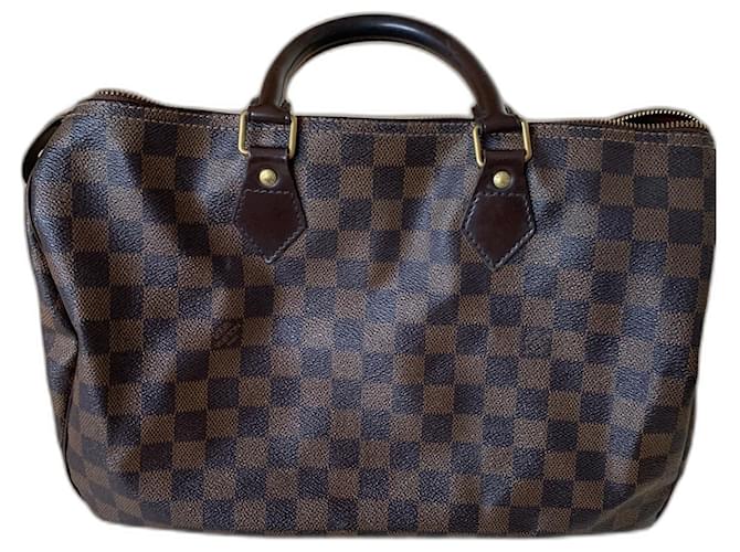 Louis Vuitton Speedy bag 35 Dark brown Leather  ref.454675