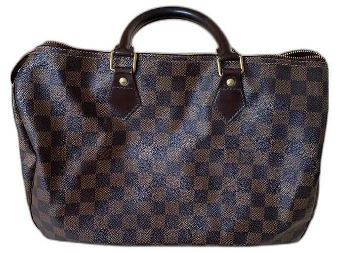 Louis Vuitton Speedy 35 Couro Marrom Escuro Castanho escuro