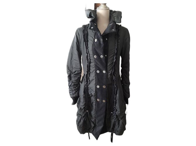 High Marithé François Girbaud Couture Mantel Dunkelgrau Anthrazitgrau