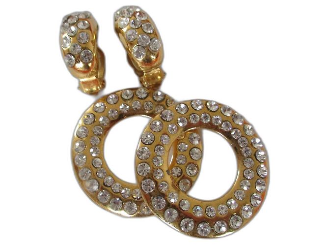 Chanel Clip separabili placcate oro e strass. D'oro 