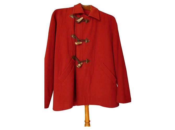 Hermès Duffle Coat Burgundy Wool Dark red