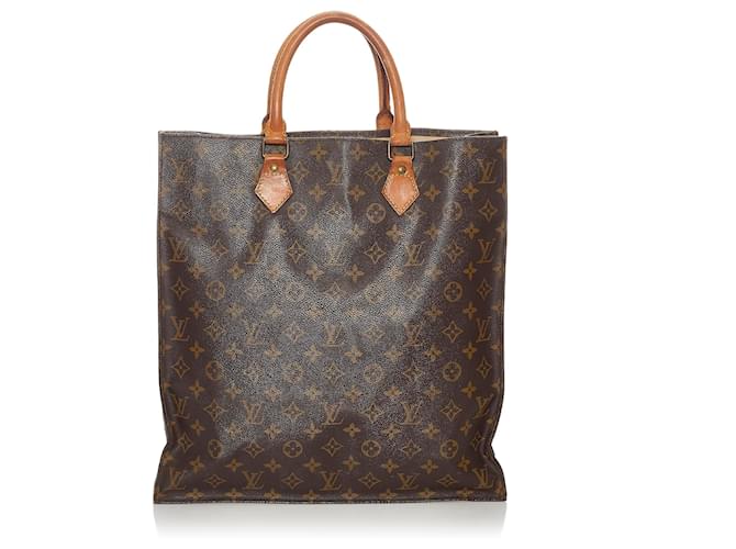 Louis Vuitton Brown Monogram Sac Plat Leather Cloth  ref.454808
