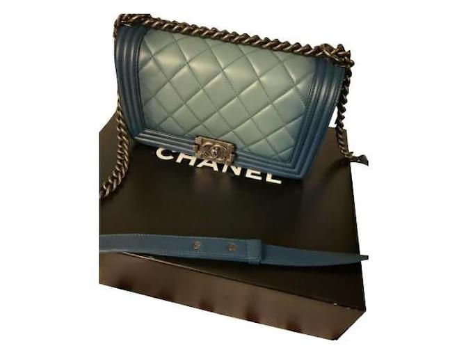 chanel old medium boy bag Blue Gold  ref.454902