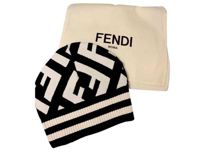 Fendi FF beanie black white unisex one size Denim  ref.454903