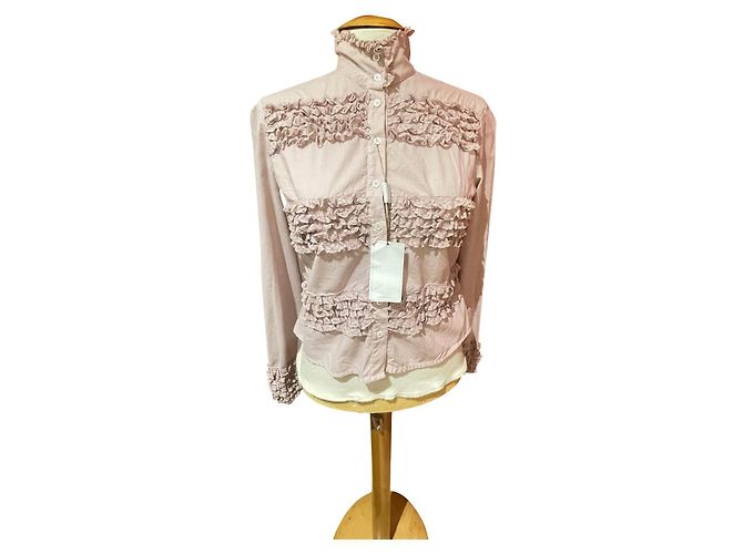 Autre Marque Camicetta Liverny Rosa Parma in Cotone con Pizzo