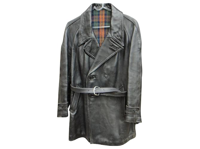 Leather Duster Trench Coat for Men, M