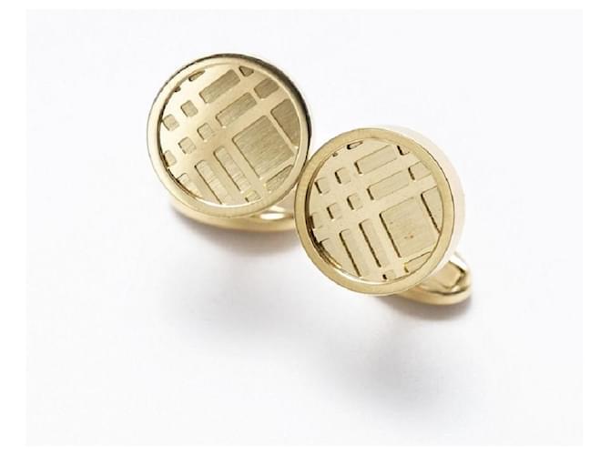 Thomas Burberry [Used]   Good Condition ■ BURBERRY Round Cufflinks Cufflinks ■ Good Condition ■ BURBERRY Burberry Round Cufflinks Cufflinks Gold Color Check Accessories Brand Old Clothes Golden  ref.454963