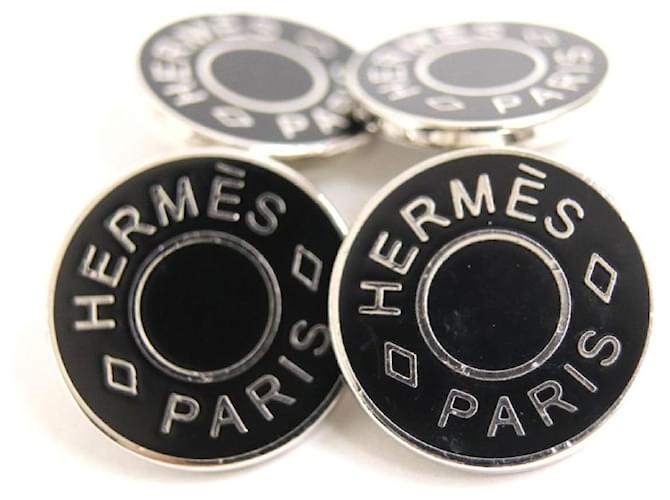 Hermès [Used]  Good ▼ HERMES Hermes Serie Motif Cufflinks / Cufflinks Black x Silver Men Silvery  ref.455022