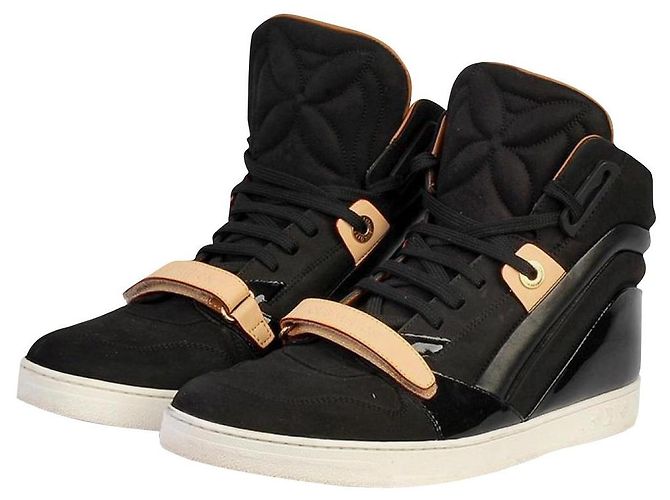 Louis Vuitton Suede Broken Beat High Top Sneakers Black 37,5
