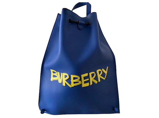 mochila masculina Burberry 100% couro novo Azul  ref.455420