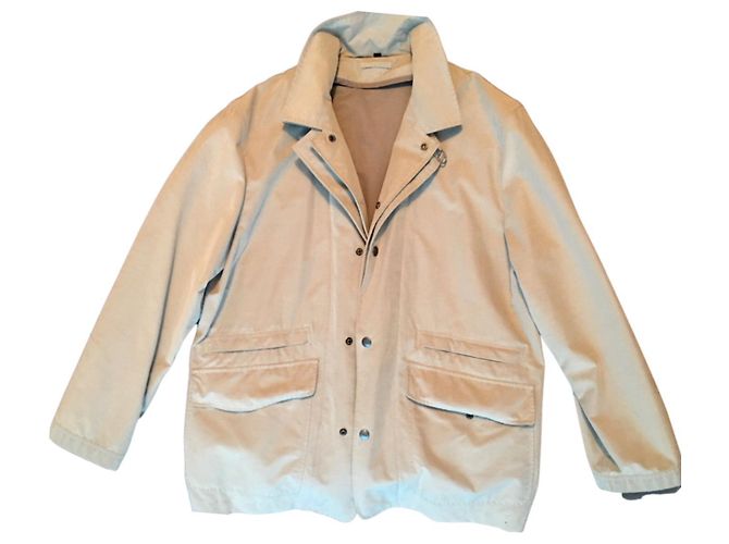Fay Beige Cotton Jacket with Metal Frog Closure