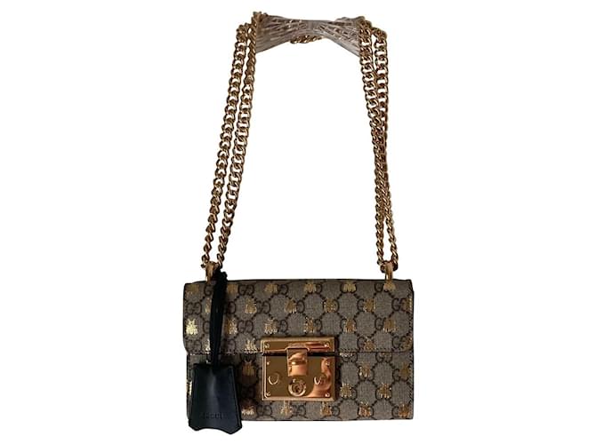 Gucci bolsa de hombro con candado y GG Beige Algodón  ref.455441