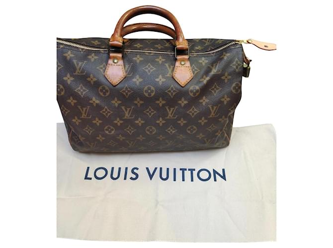 Louis Vuitton Speedy 35 Marrón oscuro Sintético  ref.455484