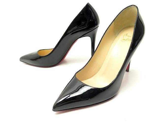 NEW CHRISTIAN LOUBOUTIN PIGALLE SHOES 38.5 PATENT LEATHER PUMPS SHOES Black  ref.455590