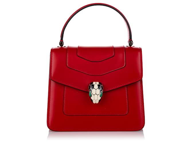 Bulgari Bolso satchel Bvlgari Serpenti rojo de cuero Roja Becerro  ref.455718 - Joli Closet