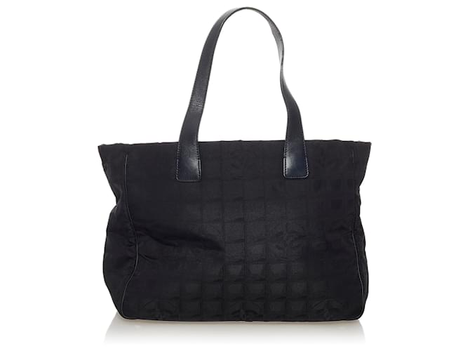Chanel Black New Travel Line Nylon Tote Bag Leather Pony-style calfskin Cloth  ref.455788