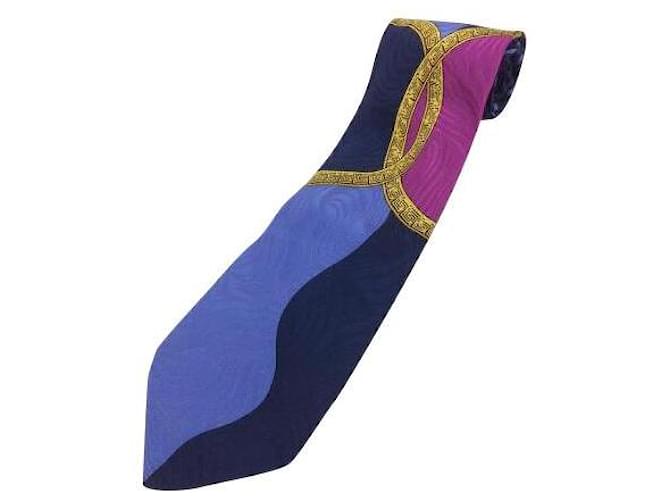 Gianni Versace Cravates Soie Bleu  ref.455807