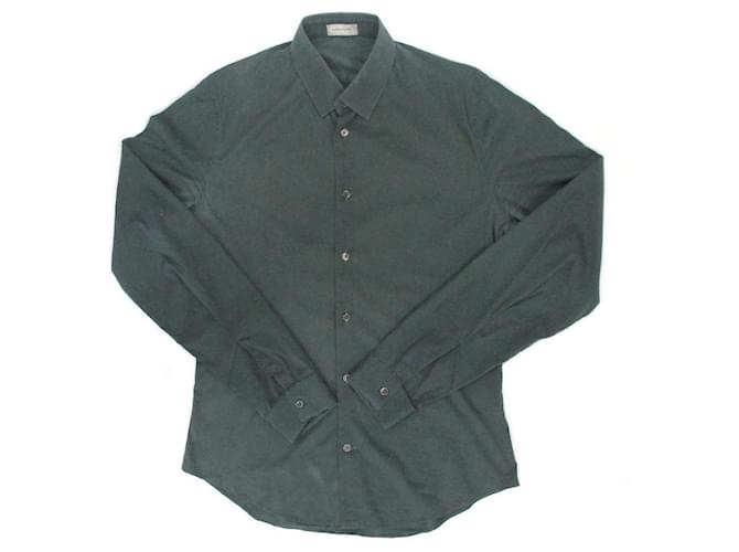 [Usada] Camisa Balenciaga Manga Larga Verde Oscuro Verde Oscuro Tamaño 38 Ropa de hombre Paño  ref.455868