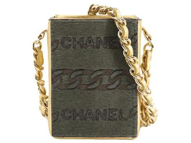 [Occasion] Chanel Chaîne Mini Sac à Bandoulière Pochette Harako Cuir Kaki Or Chaîne Sac à Bandoulière  ref.455934