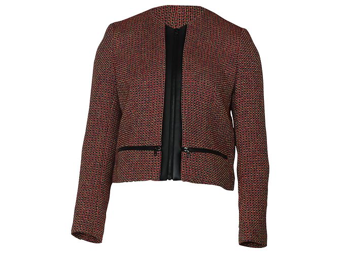 Set blazer e gonna in tweed Sandro Paris in cotone rosso