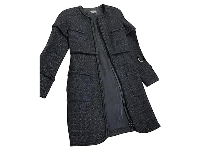 Chanel 8,8K $ 2020 Nueva chaqueta/abrigo de tweed negro  ref.456054