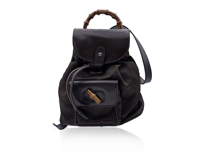 Gucci Vintage Mini Bamboo Backpack Black