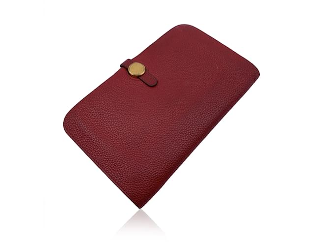 Hermès Hermes Red Togo Leather Dogon Duo Bifold Wallet Clou de Selle  ref.456590