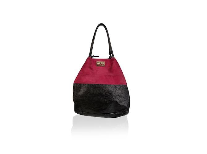 Chloé Bicolor Color Block Suede and Leather Large Tote Bag Pink  ref.456640