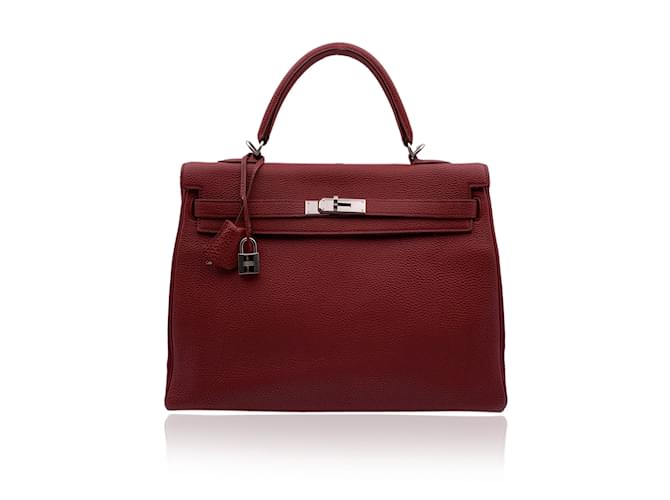 Hermès Hermes Red Togo Leather Kelly 35 Retourne Bag Handbag  ref.456862