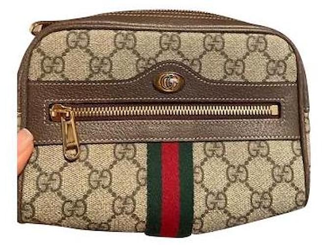 Gucci Brown GG Supreme Web Ophidia Belt Bag Beige Cloth  ref.457059