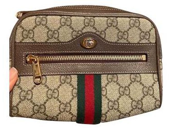Gucci Brown GG Suprema Web Ophidia Belt Bag Bege