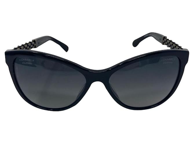 NEW REIUSSE POLARIZED CHANEL SUNGLASSES Black Metal  ref.457095