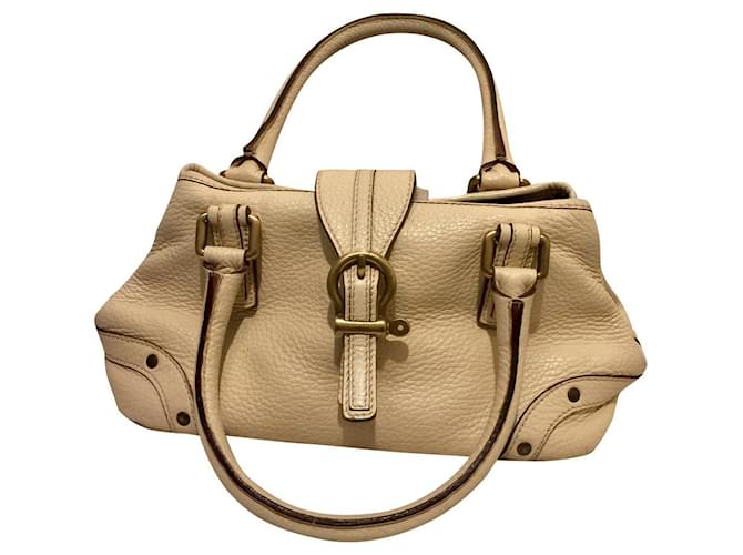 Vintage Burberry beige leather handbag  ref.457199