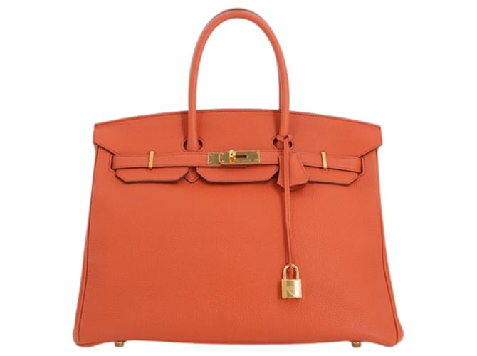 Hermès HERMES BIRKIN 35 Naranja Cuero  ref.457221