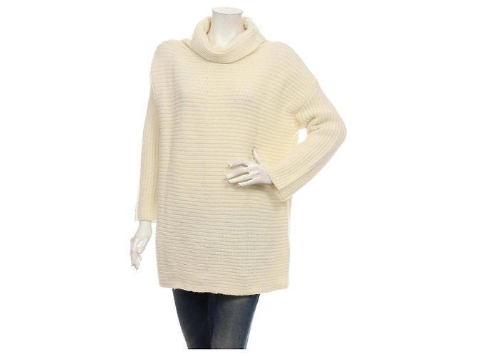 Marella Polo Pullover Lang Elfenbein Wolle 