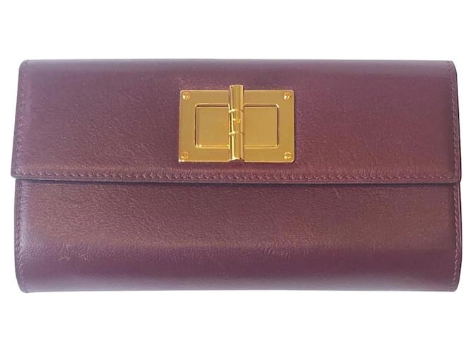 Tom Ford Portefeuille Natalia Cuir Rouge  ref.457339