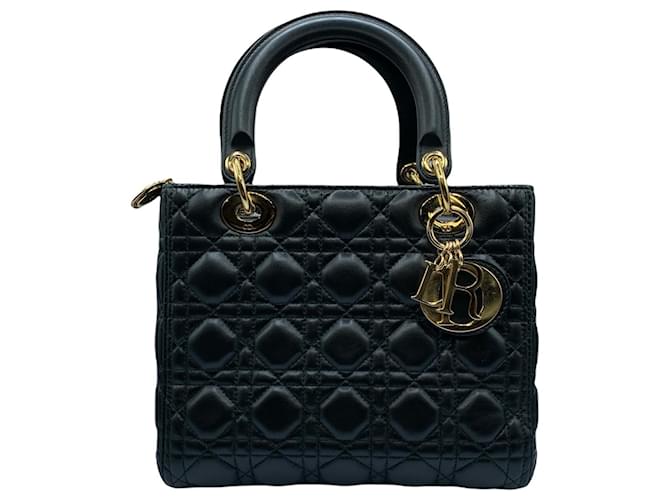 Christian Dior Bolsos de mano Negro Cuero  ref.457379