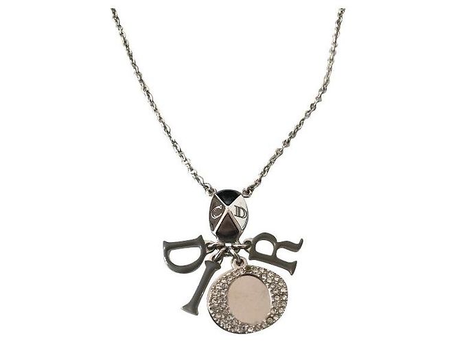Collar Dior de acero plateado Hardware de plata