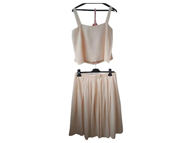 Chanel Dresses Beige Silk  ref.457788