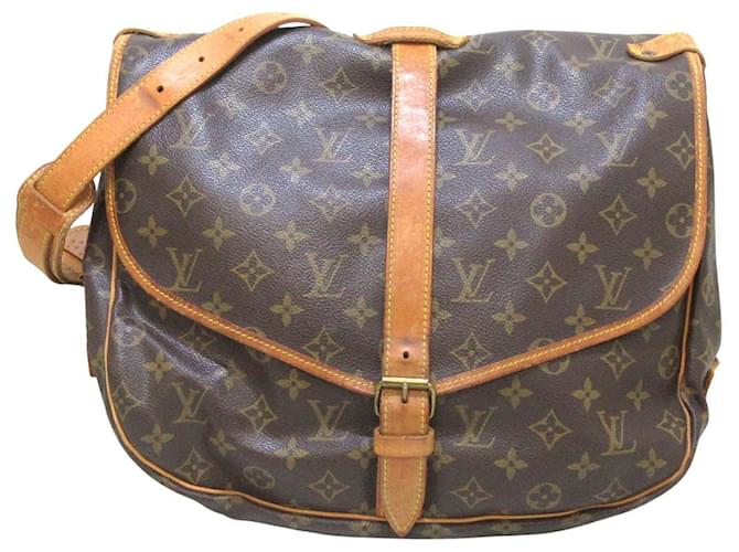 Louis Vuitton Saumur 35 Brown Cloth ref.868385 - Joli Closet