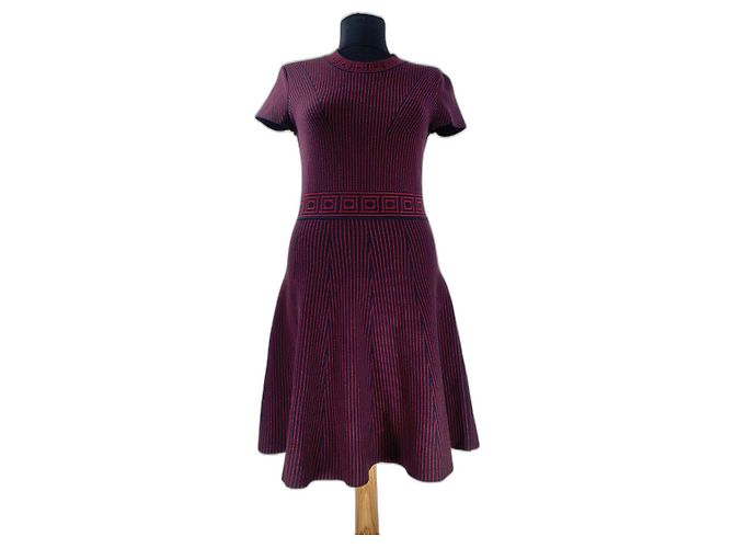 Versace Kleid Gestreift Bordeaux Schwarz Mehrfarben