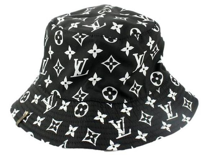 Bucket Louis Vuitton Weiß x schwarze Monogramm-Eimer-Hut-Fischer-Kappe