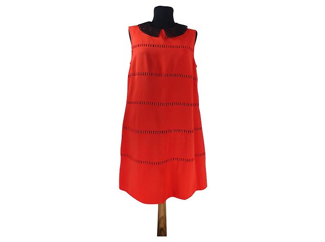Hobbs Kleid Orange Schwarz