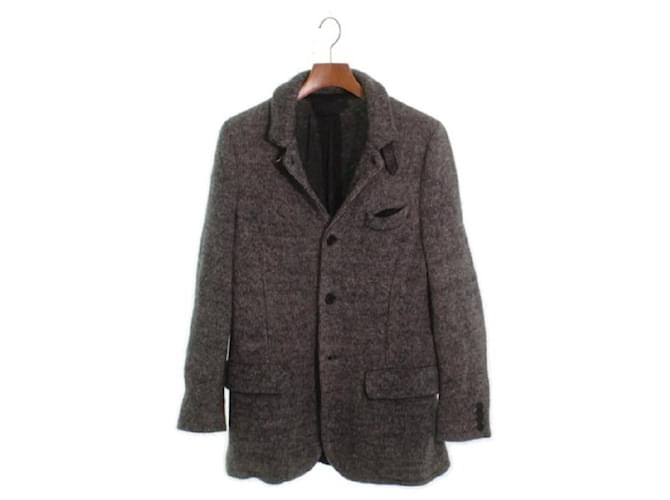 [Used] ALEXANDER MCQUEEN Alexander McQueen casual jacket men Grey Leather Nylon Polyurethane Mohair  ref.458424