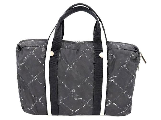 [Used] CHANEL Travelline Briefcase Nylon Tote Bag Business Bag Black  ref.458465