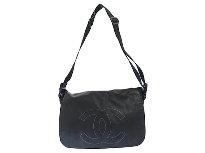[Gebraucht] CHANEL Sports Line Coco Mark Messenger Rubber Shoulder Bag Black Vintage A46093 Schwarz Gummi  ref.458470